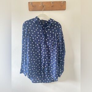 J.Crew Navy Silk Clock Blouse, size 2